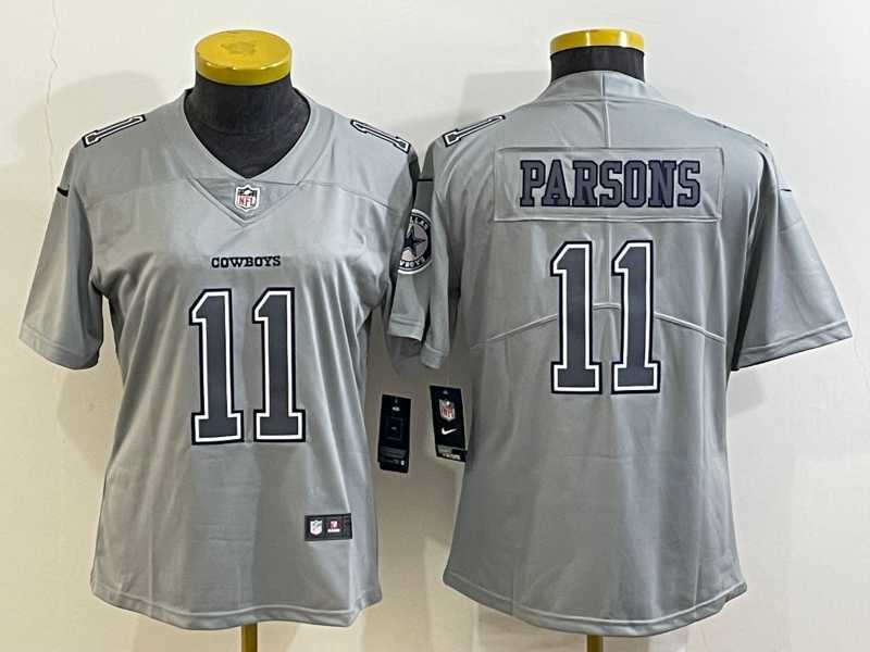 Womens Dallas Cowboys #11 Micah Parsons Grey Atmosphere Fashion 2022 Vapor Untouchable Stitched Nike Limited Jersey->women nfl jersey->Women Jersey